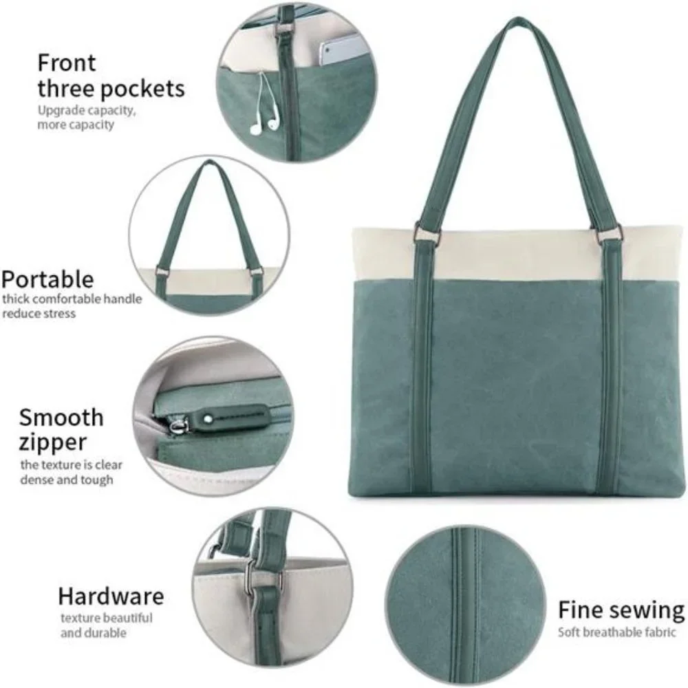 🌺Women Laptop Tote Bag for Work Lightweight Canvas 🩷15.6 Inch Handbag Purse